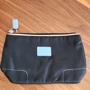 Coach Black Nylon Pouch with Light Blue Leather Accents
